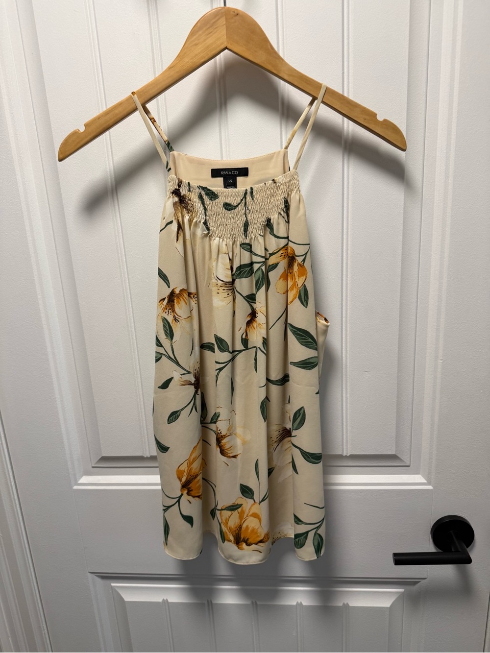 RW&CO. Cream Floral Spaghetti-Strap Top with Yellow Flowers